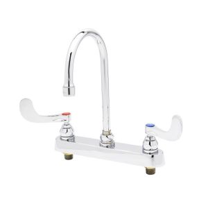 T&S B-1139 Workboard Faucet, Deck Mt., 8 Inch Centers, Swivel Gooseneck, Wrist Handles | AV3QCG