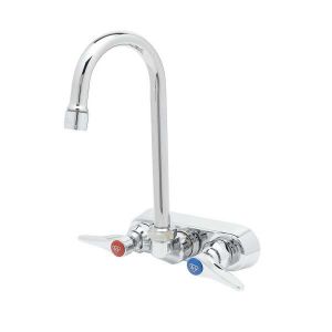 T&S B-1146-02A Workboard Faucet, 4 Inch Wall Mount, Swivel Gooseneck, Lever Handles | AV3QDJ
