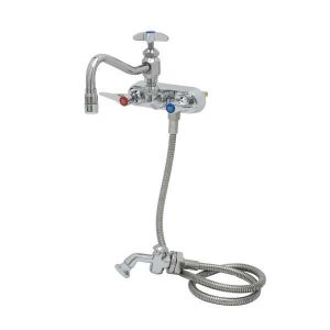 T&S B-1156 Workboard Faucet, Wall Mt., 4 Inch Centers, 8 Inch Swing Nozzle, With Diverter | AV3QEE