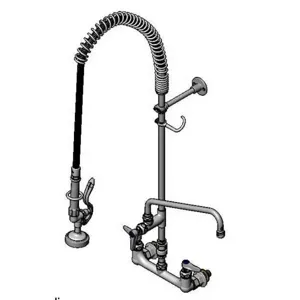 T&S B-2278-ADF Pre-Rinse Faucet Unit, 8 Inch Wall Mt, Lever Handles, Add-on-Faucet, Spray Valve | AV3QPB