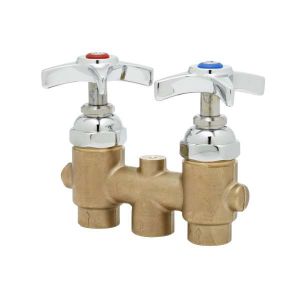 T&S B-2297 Mixing Valve, 3 Inch Center, Four-Arm Handles, 3/8 Inch NPT Female Inlets/Outlet | AV3QQT