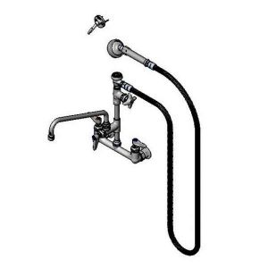 T&S B-2308 Faucet, 8 Inch, Wall Mount, With Angled Sprayer, Add-On Faucet | AV3QQX