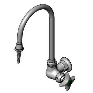 T&S BL-5710-03 Lab Faucet, Single Temperature, Wall Mt., Swivel Gooseneck, Serrated Tip | AV4BGL