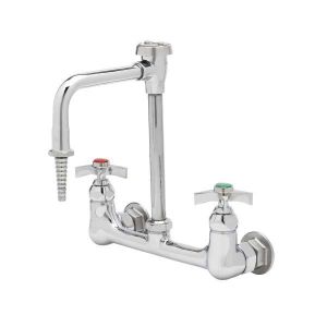 T&S BL-5725-08 Lab Mixing Faucet, Wall Mount, Vacuum Breaker Nozzle, Serrated Tip, 4-Arm Handle | AV4BGX