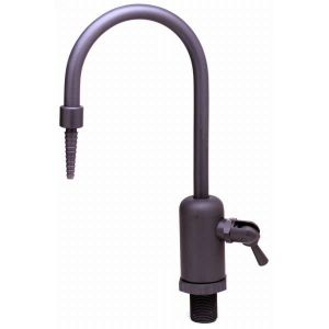 T&S BL-9515-01 Lab Faucet, Dual-Control Handle, Gray PVC, Rigid Gooseneck, Serrated Tip | AV4BJP