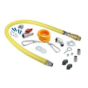 T&S HG-4F-48K-FF Gas Hose, Quick-Disconnect, 1 1/4 Inch NPT x 48 Inch, Cable Kit, Ball Valve | AV9YKT