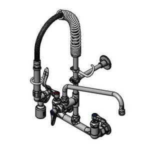 T&S MPY-8WLN-12 Pre-Rinse Faucet Unit, 8 Inch Wall Mount Faucet, With 12 Inch Swivel Nozzle | AW4BVB