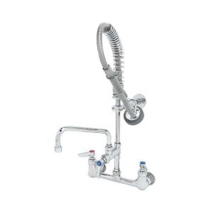T&S MPZ-8WLN-06 Pre-Rinse Faucet Unit, 8 Inch Wall Mount, 6 Inch Swing Nozzle, Lever Handles | AW4BWE