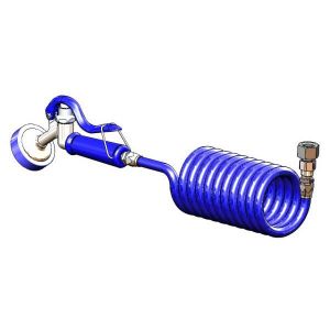 T&S PG-35AV-CH03 Angled Spray Valve, Coiled Hose, Female Adapter to 1/2 Inch NPT Male Thread | AW4UWN