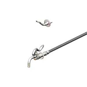 T&S B-0102-BKT Pot And Glass Filler, Plain End Curved Nozzle, 68 Inch Flex Hose And Wall Hook | AV3LVC