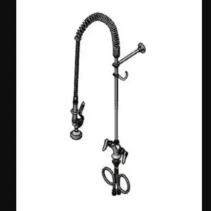 T&S B-0113-B9 Pre-Rinse Faucet, Spring Action, Single Hole Base, Flex Lines, 9 Inch Wall Brkt | AV3MAA