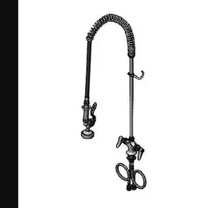 T&S B-0113-R Pre-Rinse Faucet, Spring Action, Single Hole Base, 18 Inch Flex Lines, PVC Hose | AV3MBC