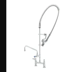 T&S B-0123-12-CR-BC Pre-Rinse Faucet Unit, 8 Inch Deck Mount, Ceramas, 6 Inch Wall Bracket | AV3MCC