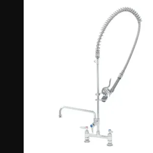 T&S B-0123-12CRBJST Pre-Rinse Faucet, 8 Inch Deck Mount Base, Ceramas, ADF 12 Inch Nozzle, Tee | AV3MCD