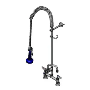 T&S B-0123-A06-B08C Pre-Rinse Faucet, Spring Action, 8 Inch Deck Mount, 6 Inch Add-On, Wall Bracket | AV3MCJ