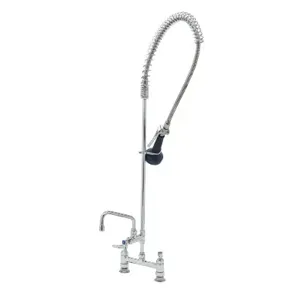 T&S B-0123-A08-B08 Pre-Rinse Faucet, Spring Action, Deck Mount, 8 Inch Centers, 8 Inch Add-On | AV3MCL