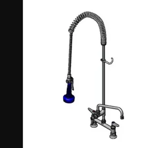 T&S B-0123-A10-08 Pre-Rinse Faucet, Spring Action, Deck Mt, 8 Inch Centers, 10 Inch Add-On Faucet | AV3MCN