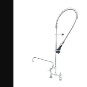 T&S B-0123-A12-B08 Pre-Rinse Faucet, Spring Action, Deck Mount, 8 Inch Centers, 12 Inch Add-On | AV3MCV