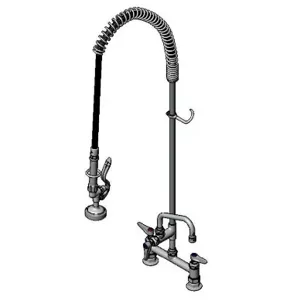 T&S B-0123-ADF06 Pre-Rinse Faucet, Spring Action, Deck Mt, 8 Inch Centers, 6 Inch Add-On Faucet | AV3MCY