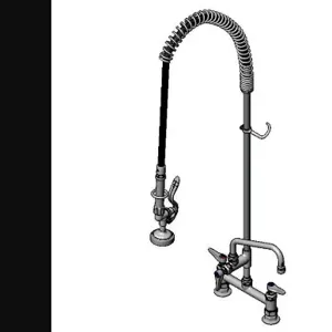 T&S B-0123-ADF08 Pre-Rinse Faucet, Spring Action, Deck Mt, 8 Inch Centers, 8 Inch Add-On Faucet | AV3MDA