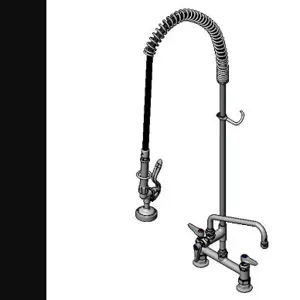 T&S B-0123-ADF10 Pre-Rinse Faucet, Spring Action, Deck Mt, 8 Inch Centers, 10 Inch Add-On Faucet | AV3MDC