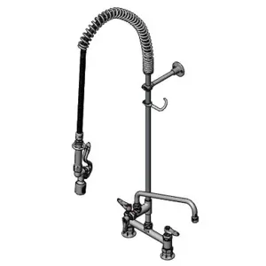 T&S B-0123-ADF12-BJ Pre-Rinse Faucet, 8 Inch Deck Mount, 12 Inch Add-On Faucet, Wall Bracket | AV3MDG