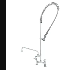 T&S B-0123-ADF12 Pre-Rinse Faucet, Spring Action, Deck Mt, 8 Inch Centers, 12 Inch Add-On Faucet | AV3MDE