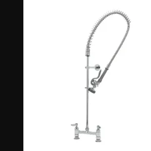 T&S B-0123-B Pre-Rinse Faucet, Spring Action, Deck Mount Base, 8 Inch Centers, Wall Bracket | AV3MDH