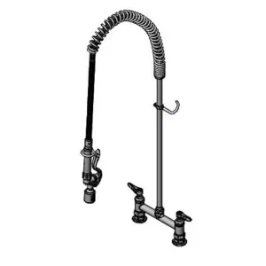 T&S B-0123-J Pre-Rinse Faucet, 8 Inch Deck Mount Faucet, Eterna Cartridges, Spray Valve | AV3MDX