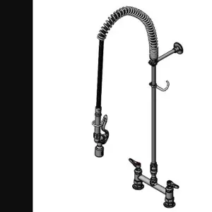 T&S B-0123-V-BC Pre-Rinse Faucet, Spring Action, Deck Mount Base, 6 Inch Wall Bkt | AV3MDZ