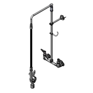 T&S B-0131-CR-BC28H Pre-Rinse Faucet, 8 Inch Wall Mount, Overhead Swivel Arm, Ceramas | AV3MFC