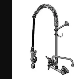 T&S B-0133-12A-CRBJ Pre-Rinse Faucet, 8 Inch Wall Mount, Ceramas, ADF 12 Inch Nozzle | AV3MGA