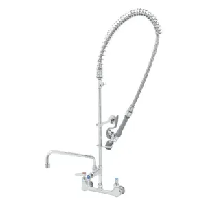 T&S B-0133-12ACBJST Pre-Rinse Faucet, 8 Inch Wall Mount, Ceramas, ADF 12 Inch Nozzle | AV3MGC