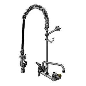 T&S B-0133-12CRBJST Pre-Rinse Faucet, 8 Inch Wall Mount, Ceramas, 12 Inch ADF, Tee, Swivel | AV3MGH