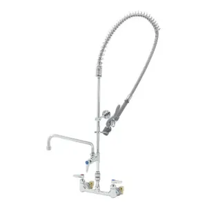 T&S B-0133-12CRVBCE Pre-Rinse Faucet, 8 Inch Wall Mount, Add-On Faucet, Vacuum Breaker, Ceramas | AV3MGJ