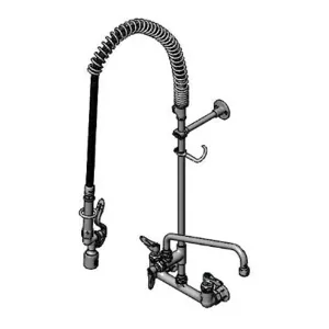 T&S B-0133-12WCRBCT Pre-Rinse Faucet, 8 Inch Wall Mt, Ceramas, 12 Inch Nozzle, 1.5 GPM VR Aerator | AV3MGL