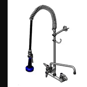 T&S B-0133-14CRB8ST Pre-Rinse Faucet Unit, 8 Inch Wall Mount, Ceramas, Tee | AV3MGN