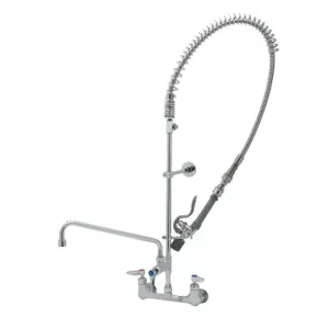 T&S B-0133-14CRQJST Pre-Rinse Faucet, 8 Inch Wall Mount Base, Ceramas, 14 Inch ADF Nozzle, QD, Tee | AV3MGQ