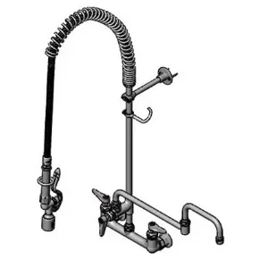 T&S B-0133-18DJCRBC Pre-Rinse Faucet, 8 Inch Wall Mount, Ceramas, Spray Valve, 18 Inch Dbl-Joint ADF | CE4ZVR