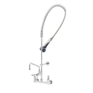 T&S B-0133-A08-B08 Pre-Rinse Faucet, Spring Action, 8 Inch Wall Mount, 8 Inch ADF Nozzle | AV3MHC