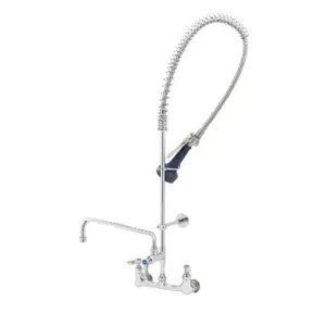 T&S B-0133-A12-B08C Pre-Rinse Faucet, Spring Action, 8 Inch Wall Mt, 12 Inch ADF Nozzle, Wall Brkt | AV3MHM