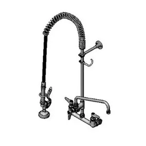 T&S B-0133-A12-CCB Pre-Rinse Faucet, Spring Action, Wall Mount, 8 Inch Centers | AV3MHQ