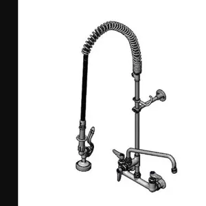 T&S B-0133-A12B-TEE Pre-Rinse Faucet, 12 Inch Nozzle, Wall Bracket, Accessory Fitting Tee | AV3MHT