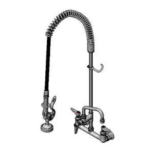 T&S B-0133-ADF06 Pre-Rinse Faucet, Spring Action, Wall Mount Base, 8 Inch Centers | AV3MHY