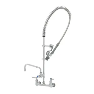 T&S B-0133-ADF08-BC Pre-Rinse Faucet Unit, 8 Inch Wall Mount, Add-On Faucet And 8 Inch Swing Nozzle | AV3MJC