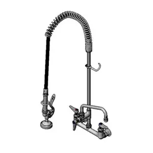 T&S B-0133-ADF08 Pre-Rinse Faucet, Spring Action, Wall Mount Base, 8 Inch Centers | AV3MJA