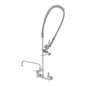 T&S B-0133-ADF10-B Pre-Rinse Faucet, Spring Action, 8 Inch Wall Mount Base, 10 Inch Add-On Faucet | AV3MJE