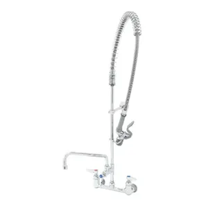 T&S B-0133-ADF12-BJ Pre-Rinse Faucet, 8 Inch Wall Mount, 12 Inch Add-On Faucet, Wall Bracket | AV3MJK