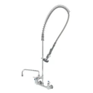 T&S B-0133-ADF12 Pre-Rinse Faucet, Spring Action, Wall Mount Base, 8 Inch Centers | AV3MJG