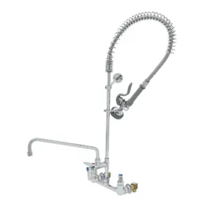 T&S B-0133-ADF14-BR Pre-Rinse Faucet Unit, 8 Inch, Wall Mt., 14 Inch Swing Nozzle, Add-On-Faucet | AV3MJQ